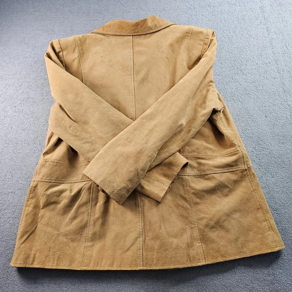 Lane Bryant Leather Jacket Womens 18/20 Brown Outer Shell Notch Lapel Button-Up - Picture 12 of 14